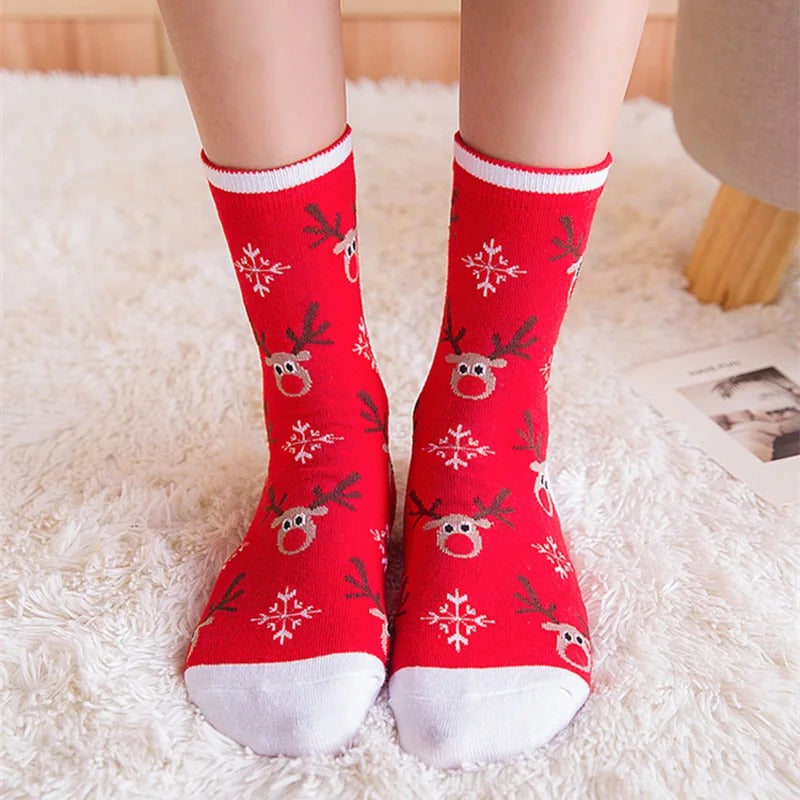 Cartoon Christmas Socks – 5 Pairs Festive Novelty Socks Gift Set for Adults & Kids