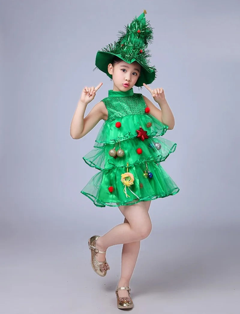 Green Christmas Tree Costume – Funny Festive Dress Up Outfit for Adults & Kids Party