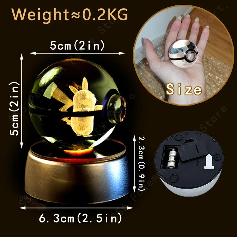 Pokémon 3D Crystal Ball Night Light with Colour-Changing LED Base