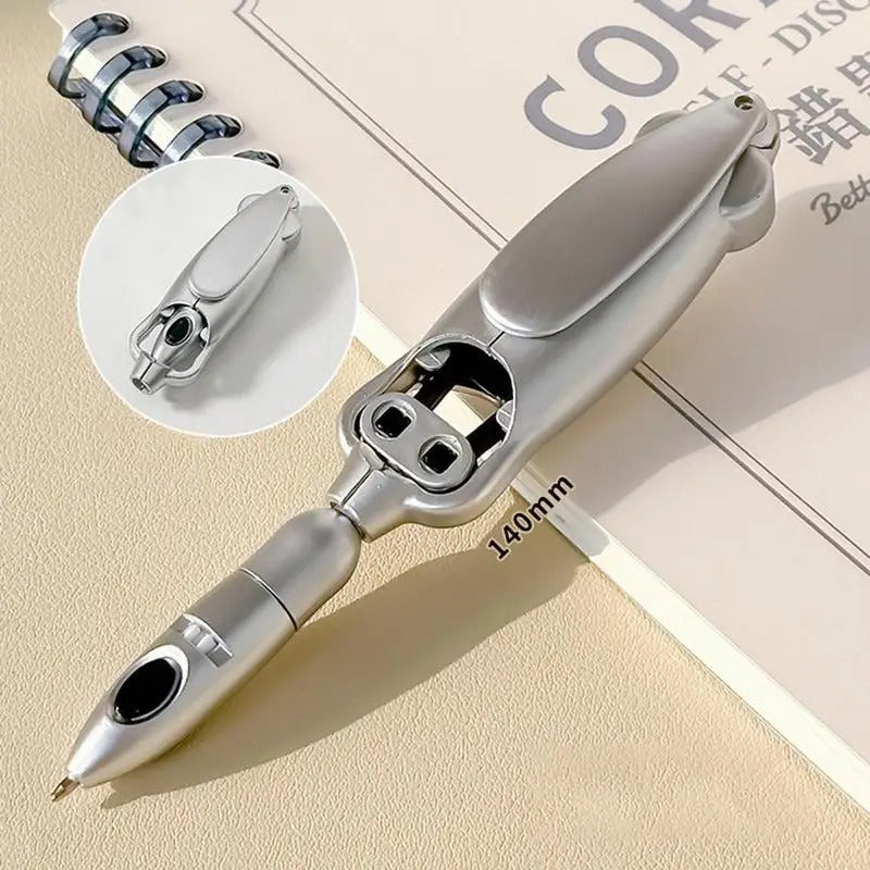 Transforming Folding Ballpoint Pen 0.5mm - Unique Squid Design Black Gel Pen for Students & Office