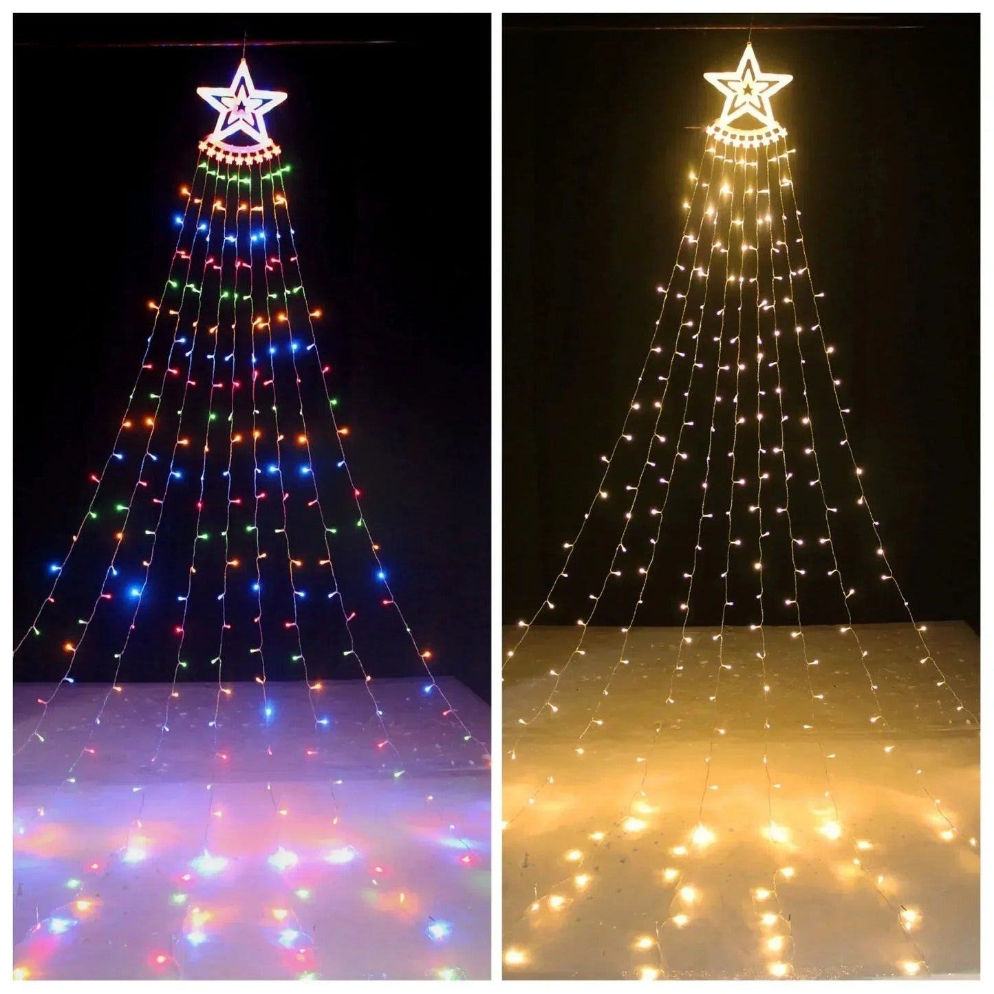 LED Five-Pointed Star Waterfall Light – Starry Sky Outdoor Courtyard & Garden Fairy Light Decoration