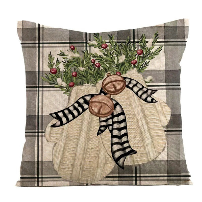 Linen Christmas Cushion Cover – Festive Pillow Case 45x45cm for Holiday Home Décor
