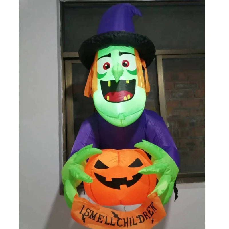 1.35M / 4.5FT Halloween Inflatable Wall Climbing Witch – Built-in LED Lights