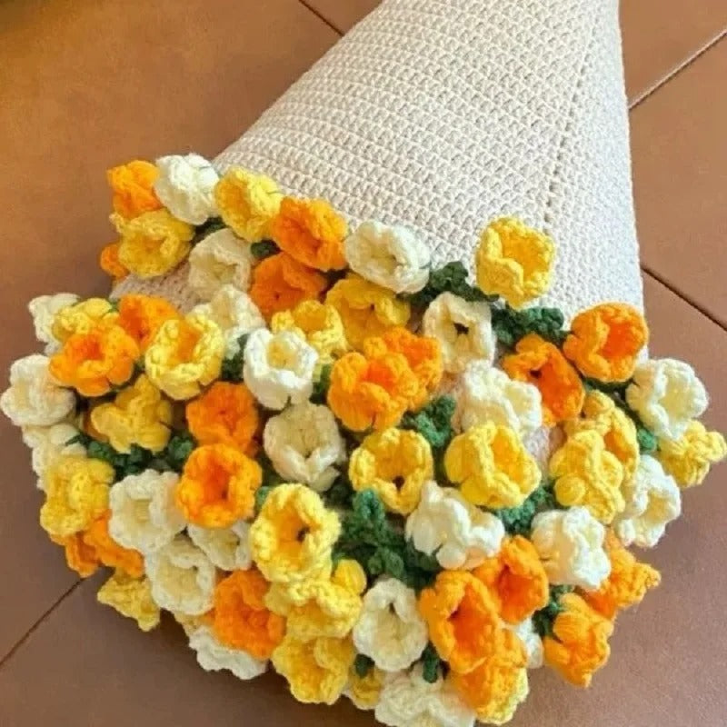 DIY Crocheted Flower Bouquet Blanket Kit – Handmade 100% Cotton Crochet Material Package
