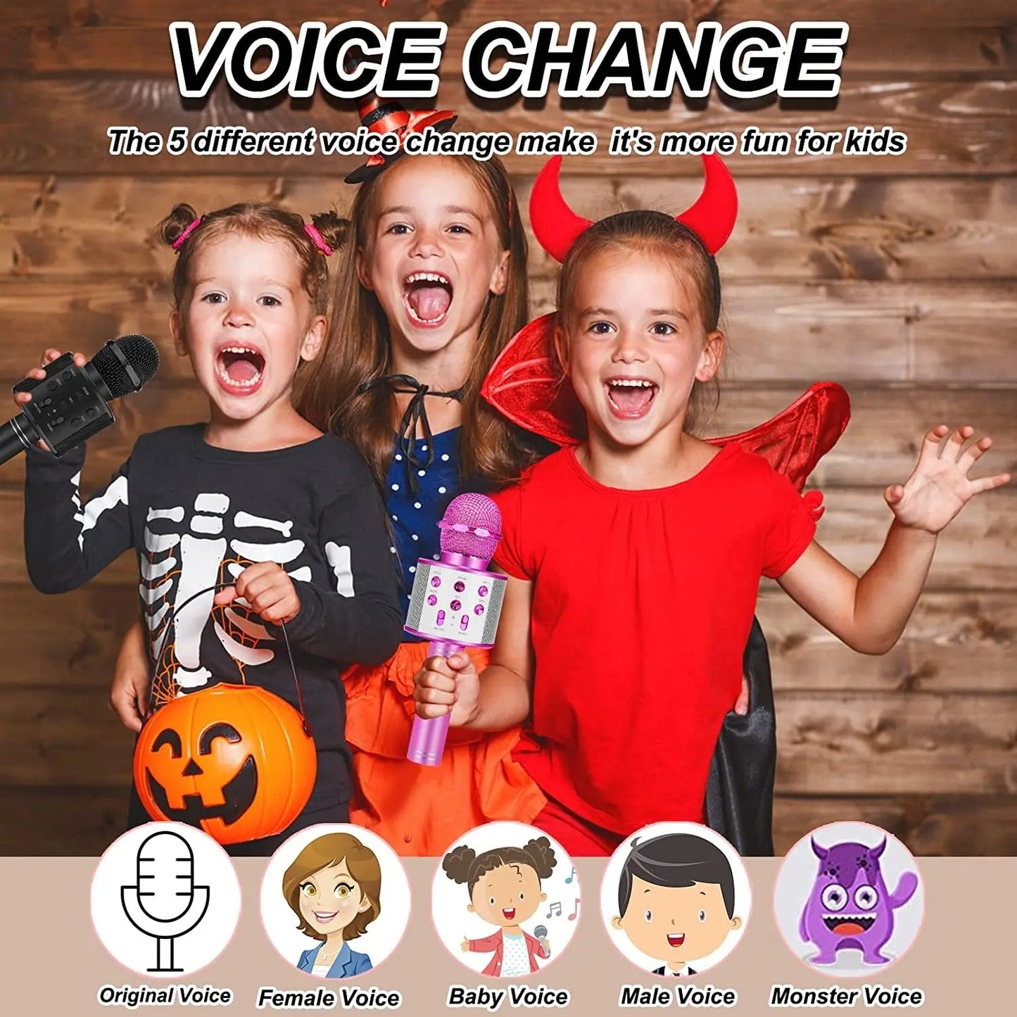 ZK20 Kids Karaoke Microphone – 5-in-1 Wireless Mic with LED Lights for Singing & Fun