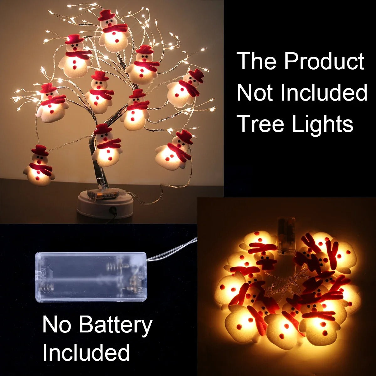 Snowman Christmas LED Garland String Lights – Festive Indoor Fairy Light Decoration for Home & Tree
