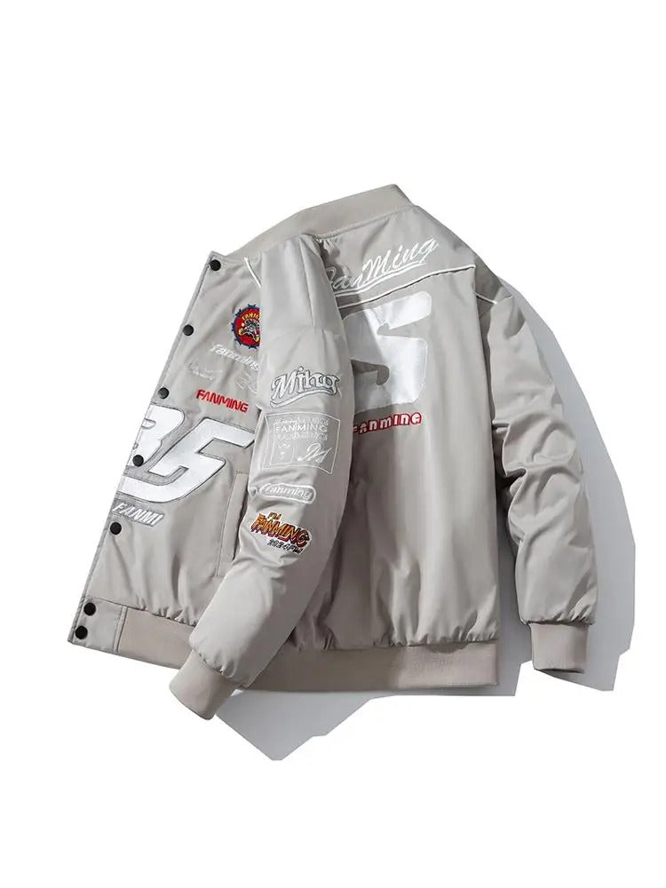 Letter Embroidery Autumn Winter Jacket – Warm Streetwear Style