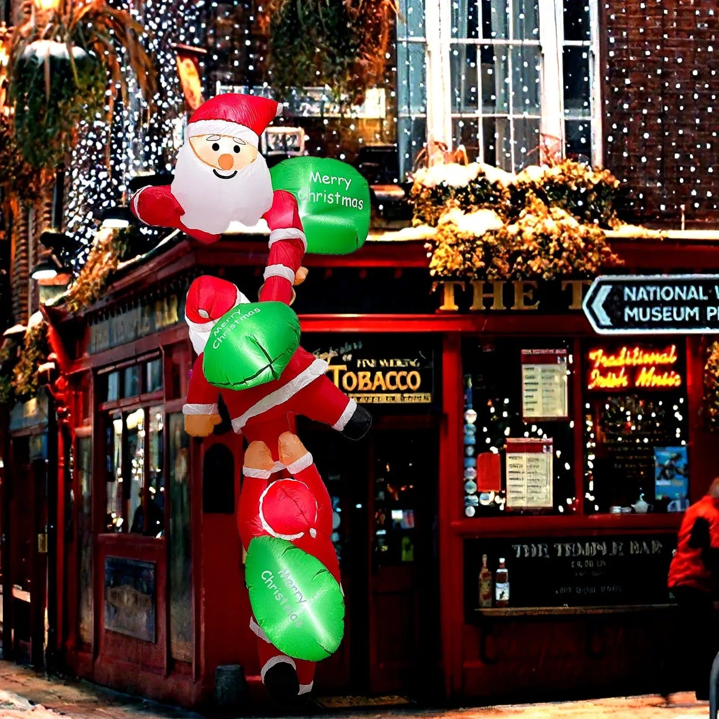 8FT Christmas Climbing Santa Inflatable – Giant Blow Up Outdoor Decoration with Built-in LED Lights