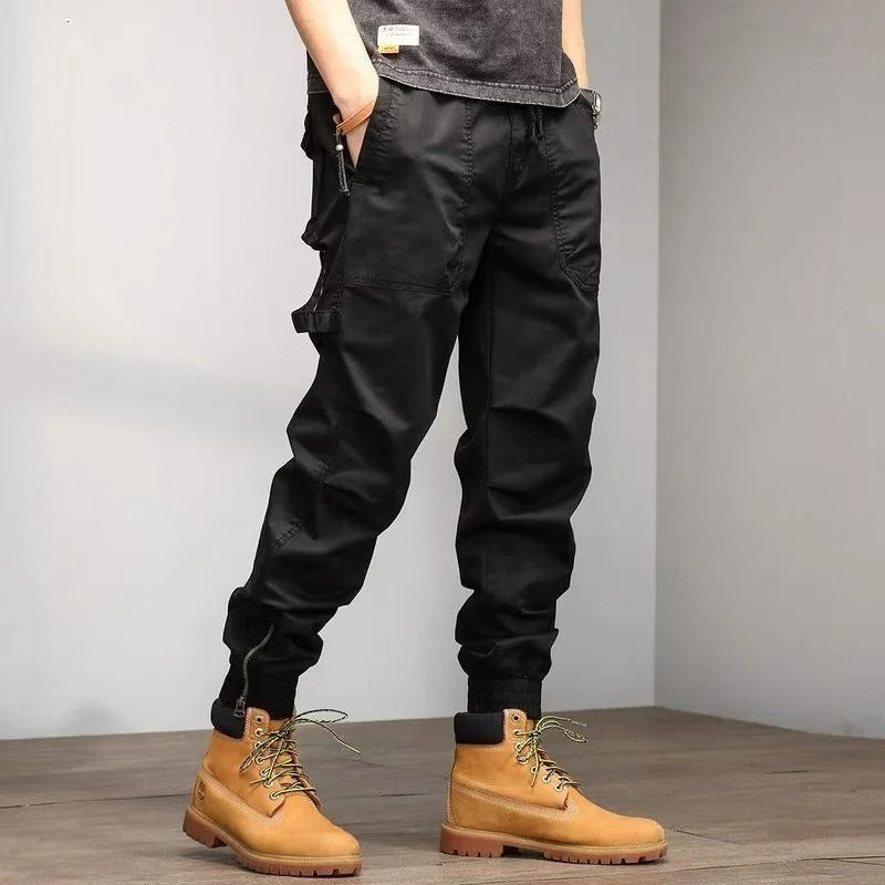 Men’s Classic Cotton Cargo Pants – Solid Colour Multi-Pocket Casual Trousers