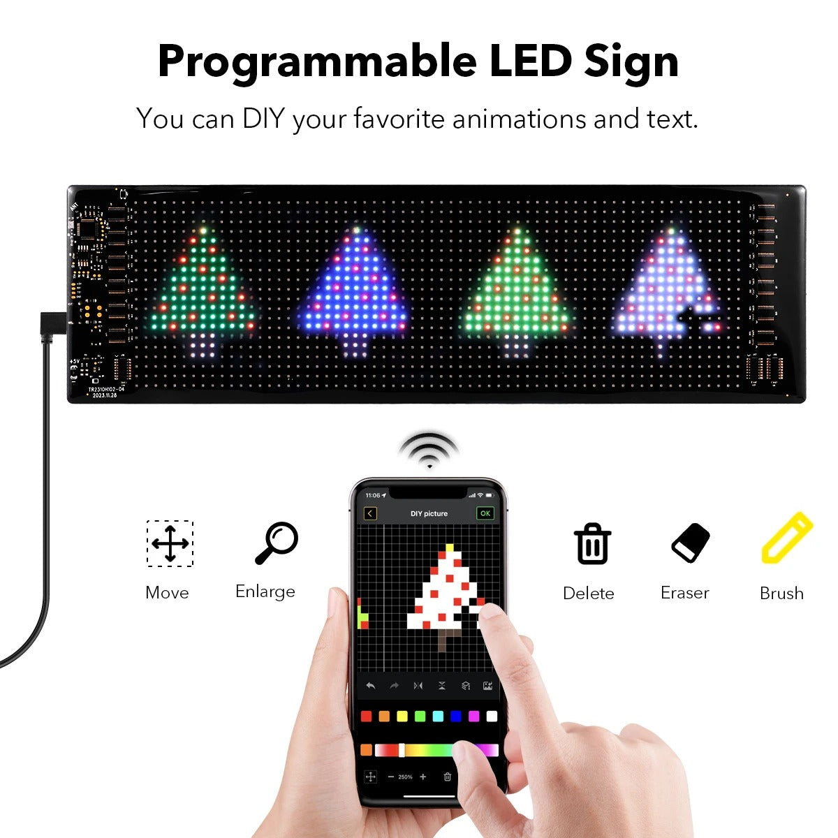 Smart Bluetooth LED Pixel Screen Strip - USB DIY Scrolling Display