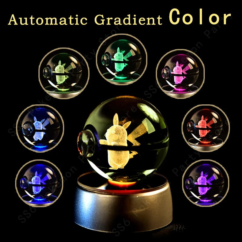 Pokémon 3D Crystal Ball Night Light with Colour-Changing LED Base