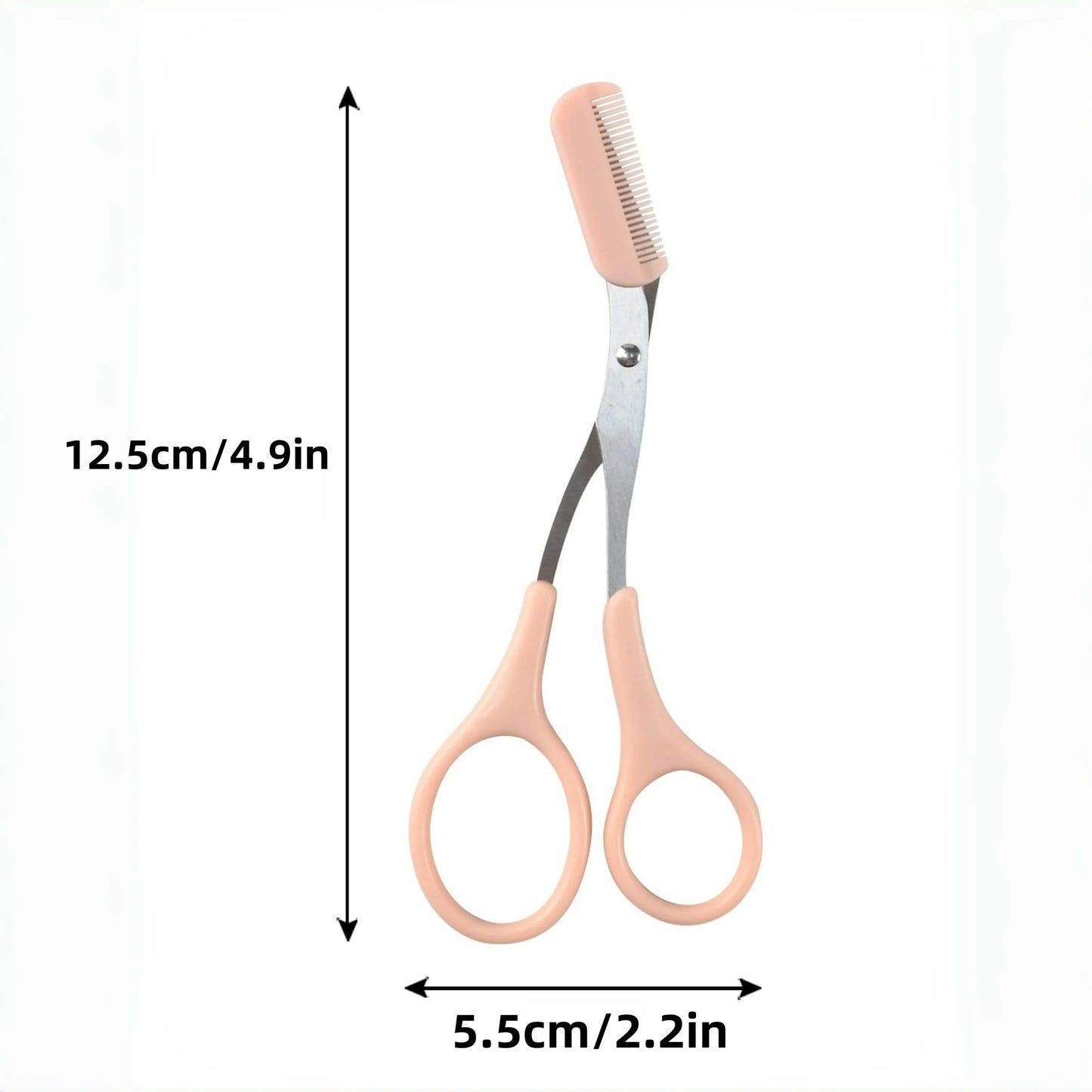 Pink Eyebrow Scissors with Built-In Comb – Stainless Steel Precision Grooming Tool