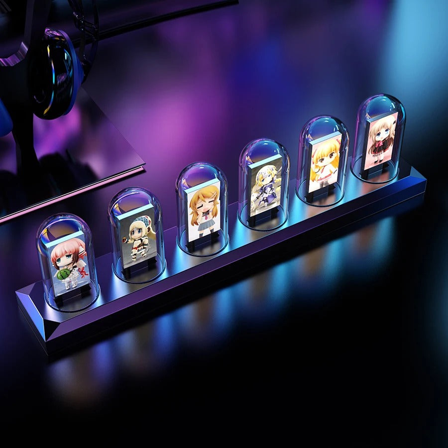 RGB Nixie Tube Clock – LED Glow IPS Colour Screen Retro Digital Desk Clock for Home & Office Decor