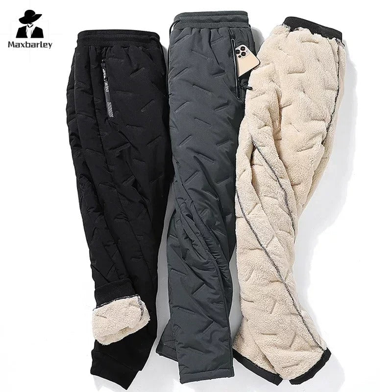 Men’s Casual Waterproof Jacket – Thickened Wool-Lined Warm Coat with Zipper Pockets