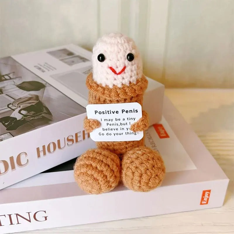 Positive Crochet Doll – Funny Valentine's Day Gift with Card