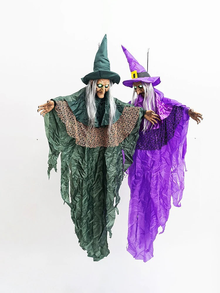 Halloween Life Size Animatronic Witch 180cm – Motion Sensor, Talking, Glowing Eyes, Outdoor Yard Decor