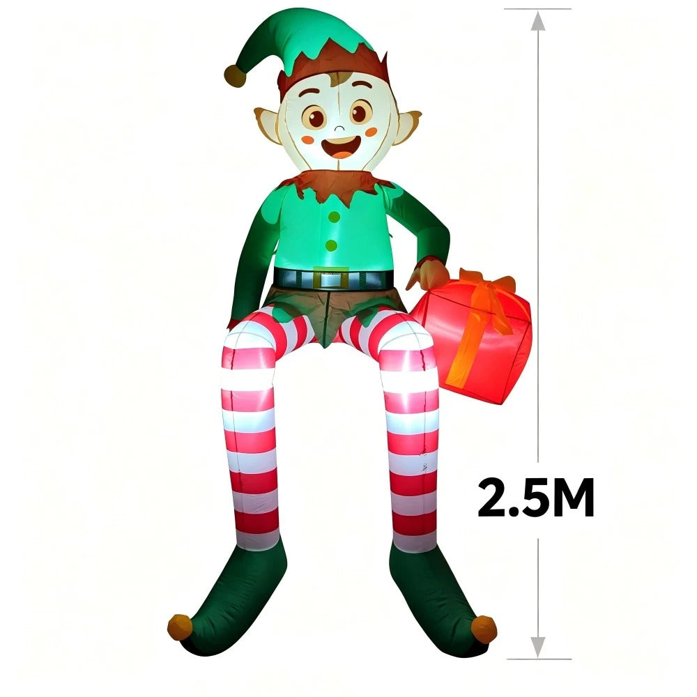 Christmas Inflatable Decoration  Suspended Elderly And Seated Elf  with Built-In LED Lights