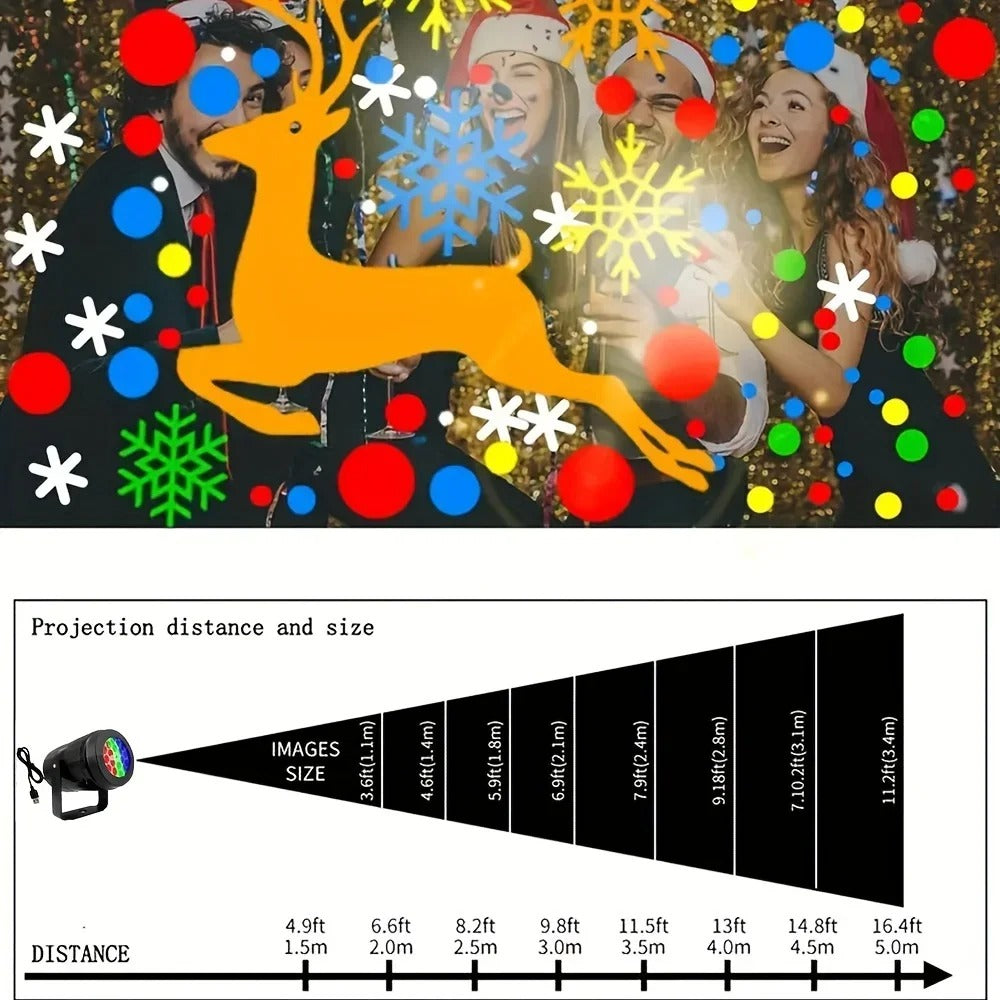 Snowflake Christmas Laser Projector Light – 16 Rotating Patterns Waterproof Outdoor & Indoor Festive Display