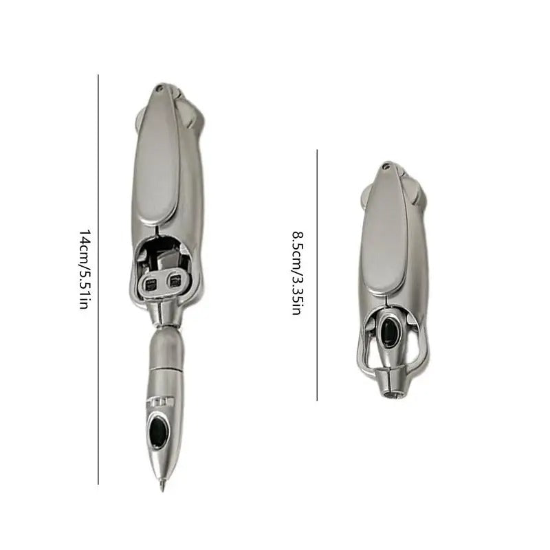 Transforming Folding Ballpoint Pen 0.5mm - Unique Squid Design Black Gel Pen for Students & Office