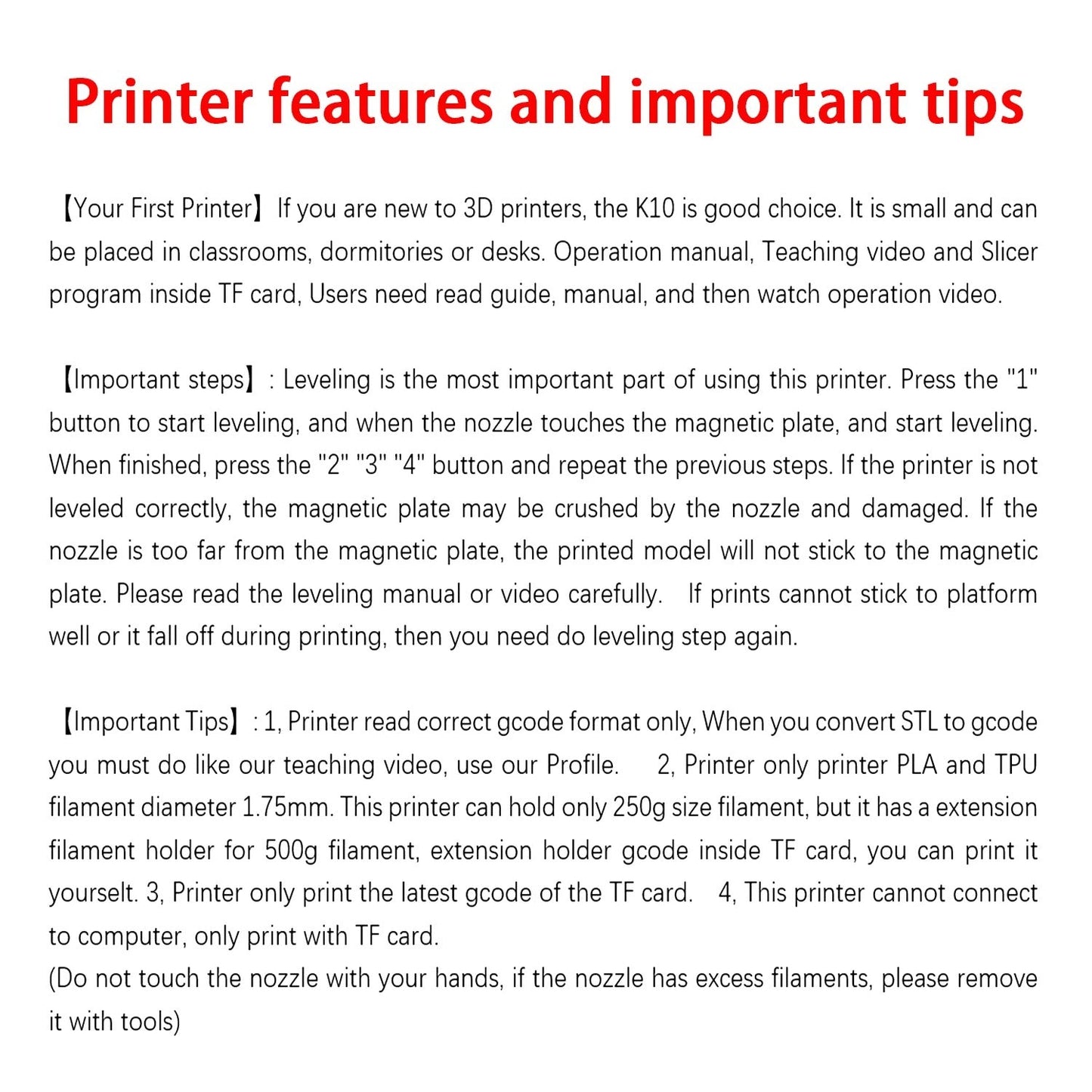 EasyThreed 3D Printer Entry Level Compatible