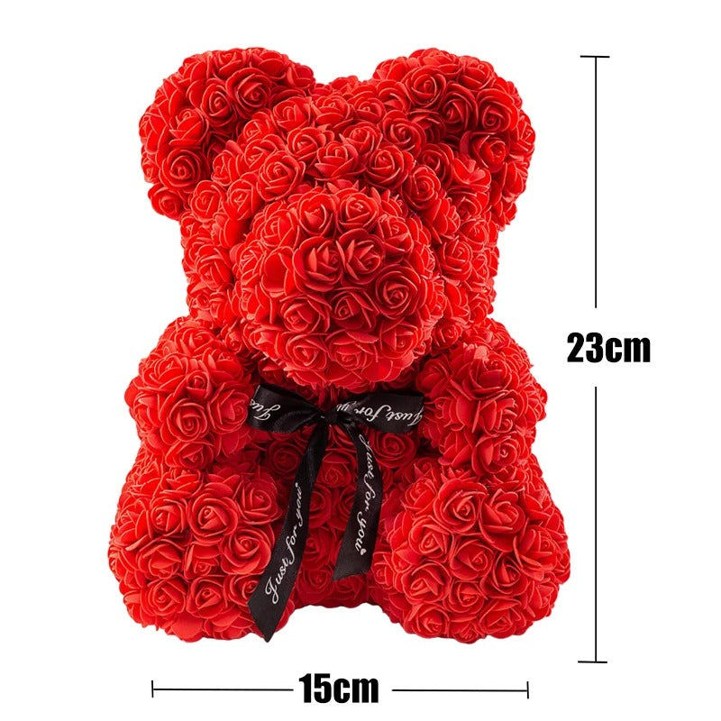 Valentine Gift Rose Bear – Artificial Flower Teddy Bear Decoration