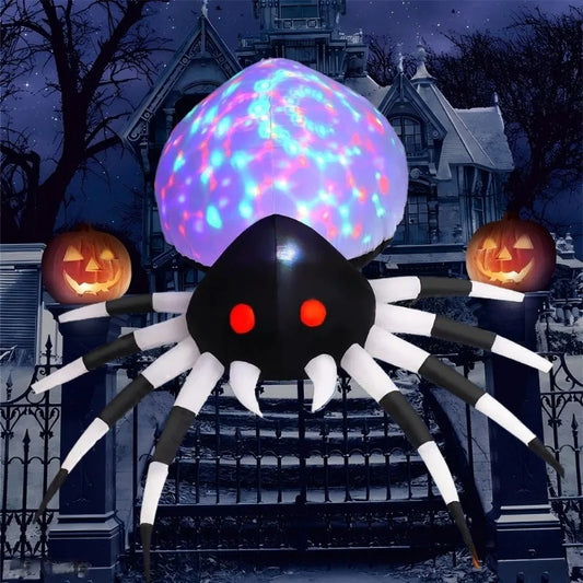 Halloween Inflatable Scary Spider with LED Lights – Luminous Atmosphere Decoration