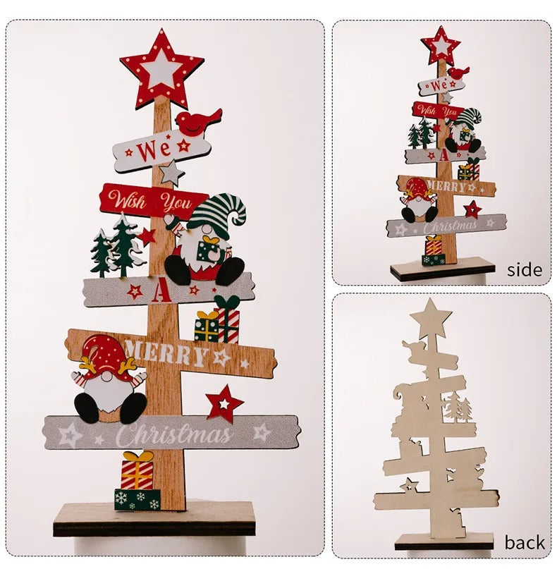 Desktop Christmas Tree & Santa Claus DIY Wooden Decoration – Festive Desk Ornament & Craft Kit
