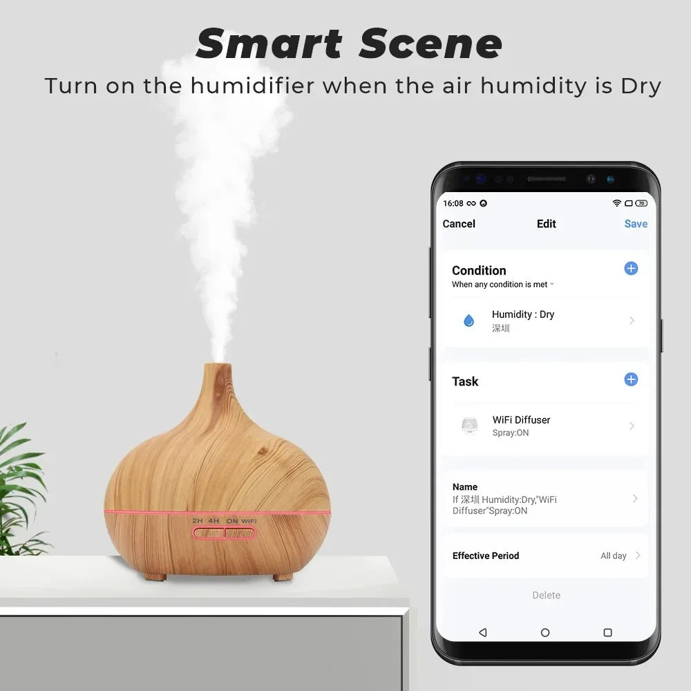 WiFi Smart 550ML Electric Aroma Diffuser & Essential Oil Air Humidifier