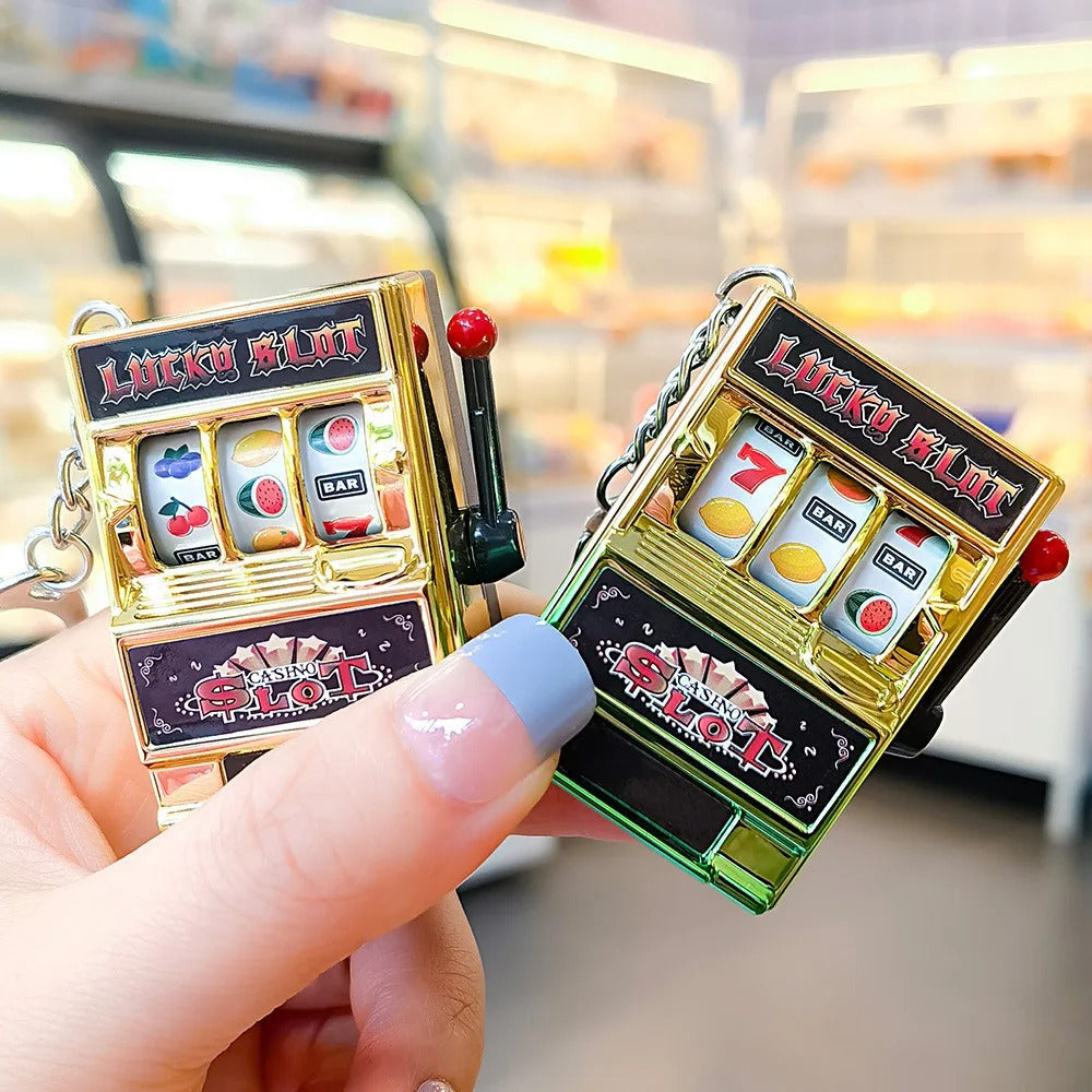 Mini Slot Machine Keychain – Novelty Lucky Charm Keyring Toy for Adults & Gambling Enthusiasts - QuirkyFindsHub