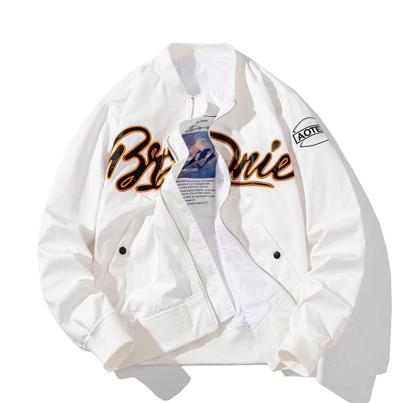 Embroidered Baseball Bomber Jacket - Korean Trendy Pilot Outerwear