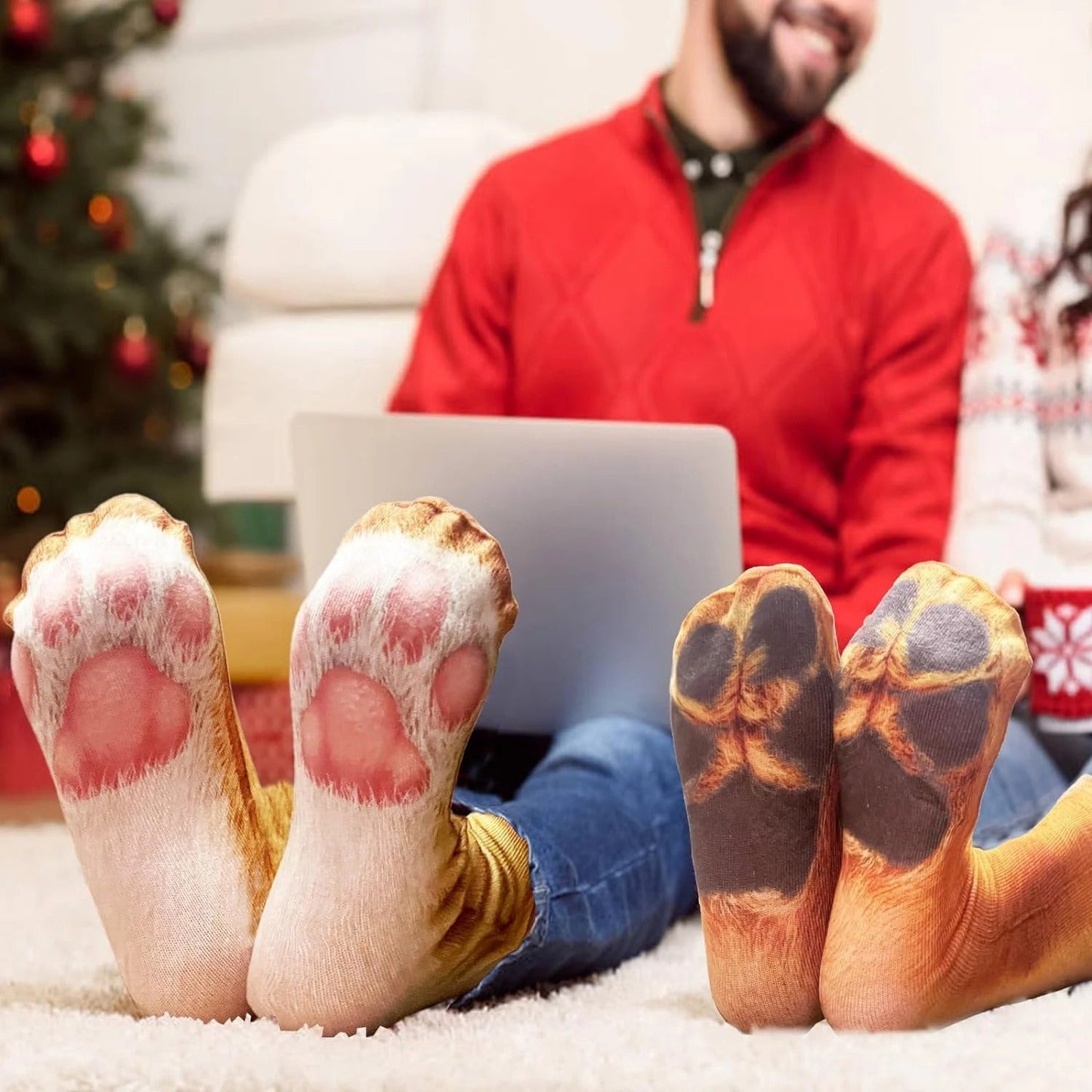 Animal Paw Socks – Cute Novelty Fluffy Paw Print Socks for Women & Kids
