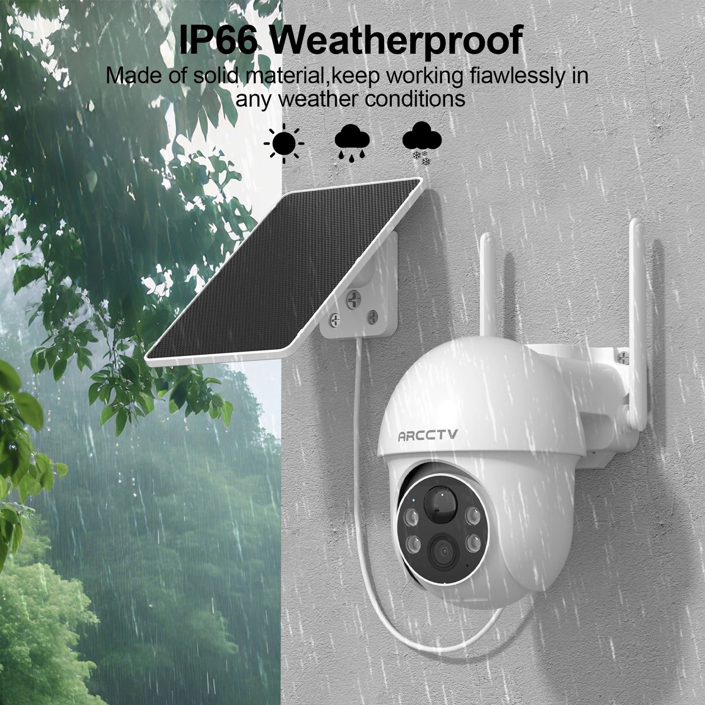 ARCCTV 2K Solar WiFi PTZ Security Camera – Color Night Vision & Two-Way Audio