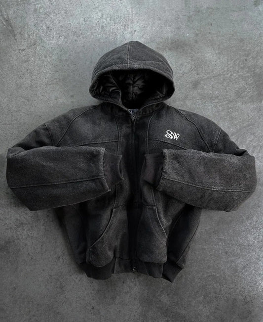 2026 American Retro Washed Hoodie - Y2K Gothic Streetwear Jacket