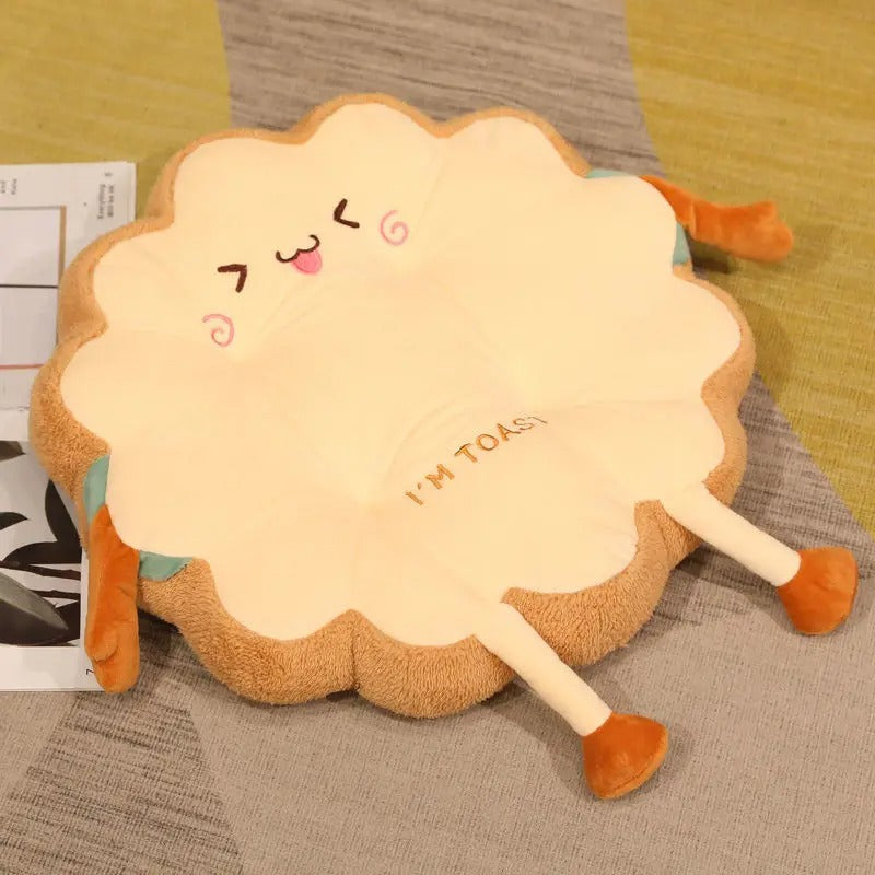 Kawaii Bread Toast Plush Cushion Doll – Cute Simulation Food Stuffed Toy for Kids & Home Decor