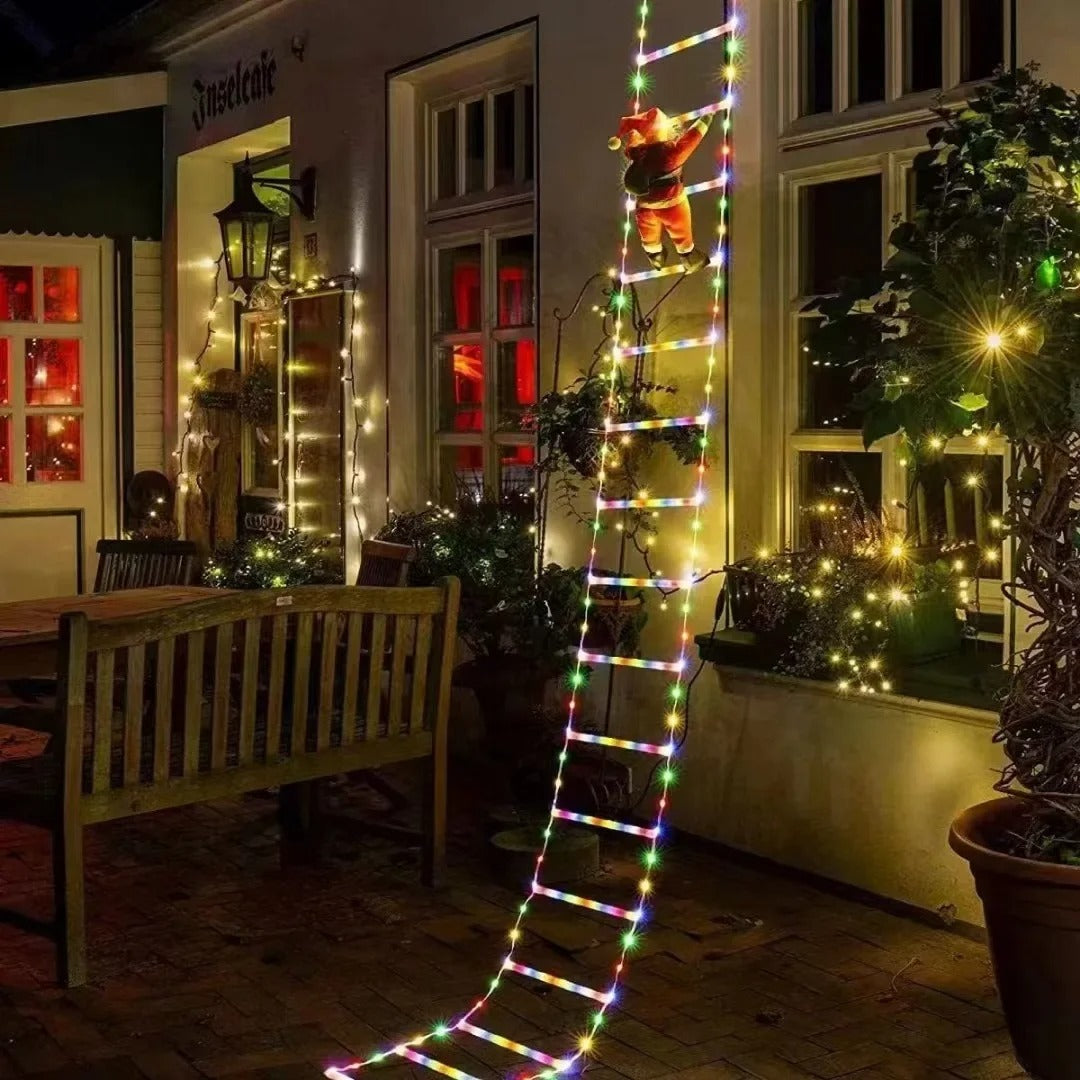 Santa Claus Climbing Ladder String Lights – USB Powered 8 Mode LED Lamp for Christmas Window & Wall Decor
