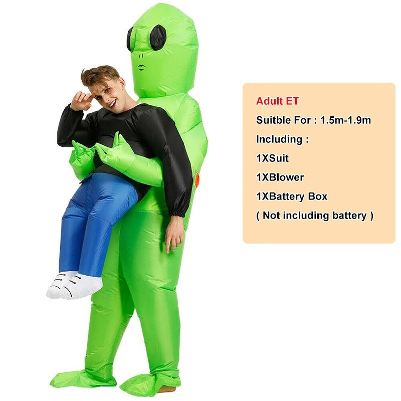 Inflatable Alien ET Costume – Giant Blow-Up Suit for Adults & Kids