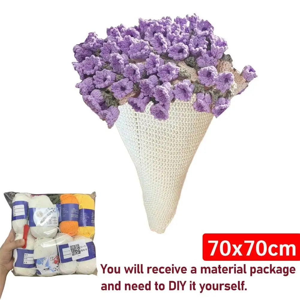 DIY Crocheted Flower Bouquet Blanket Kit – Handmade 100% Cotton Crochet Material Package