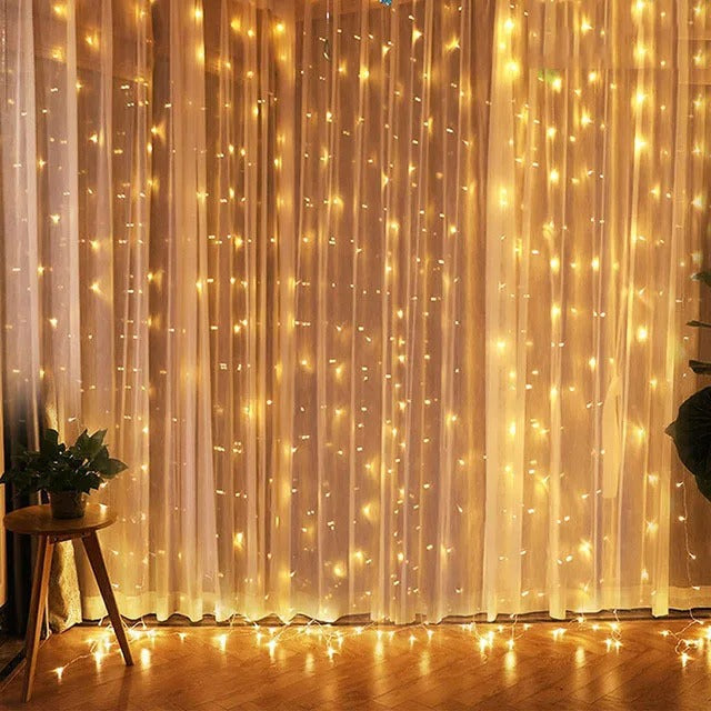 Christmas Lights Curtain Garland – Merry Christmas LED Fairy Light Decoration for Indoor Festive Display