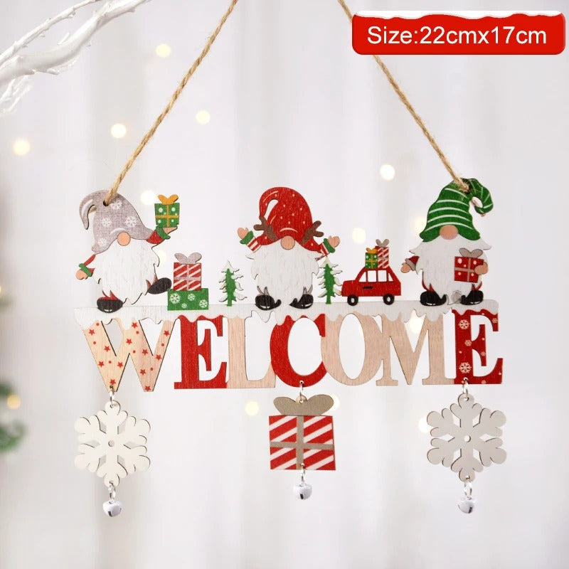 Gnome Santa Claus Wooden Hanging Ornament – Merry Christmas Tree & Wall Decoration