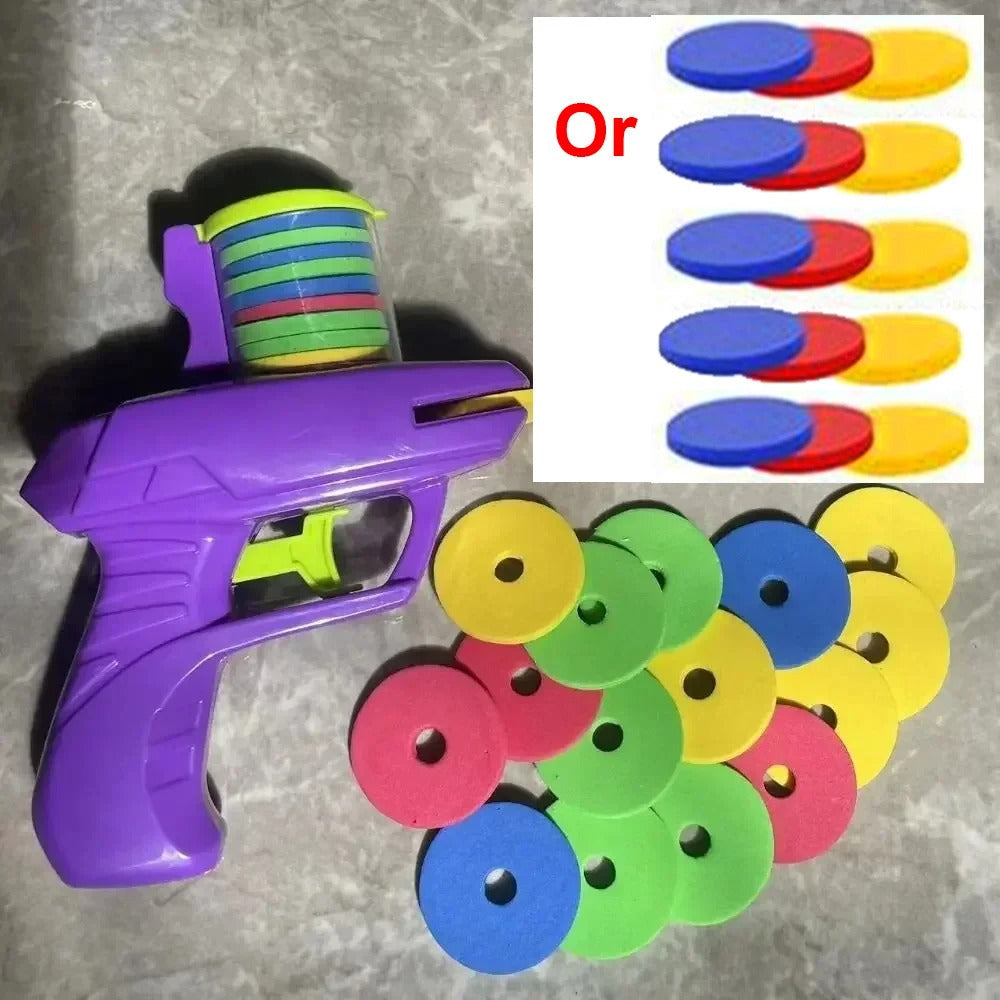 Foam Disc Gun Toy | Flying Disc Shooting Launcher for Kids & Outdoor Play