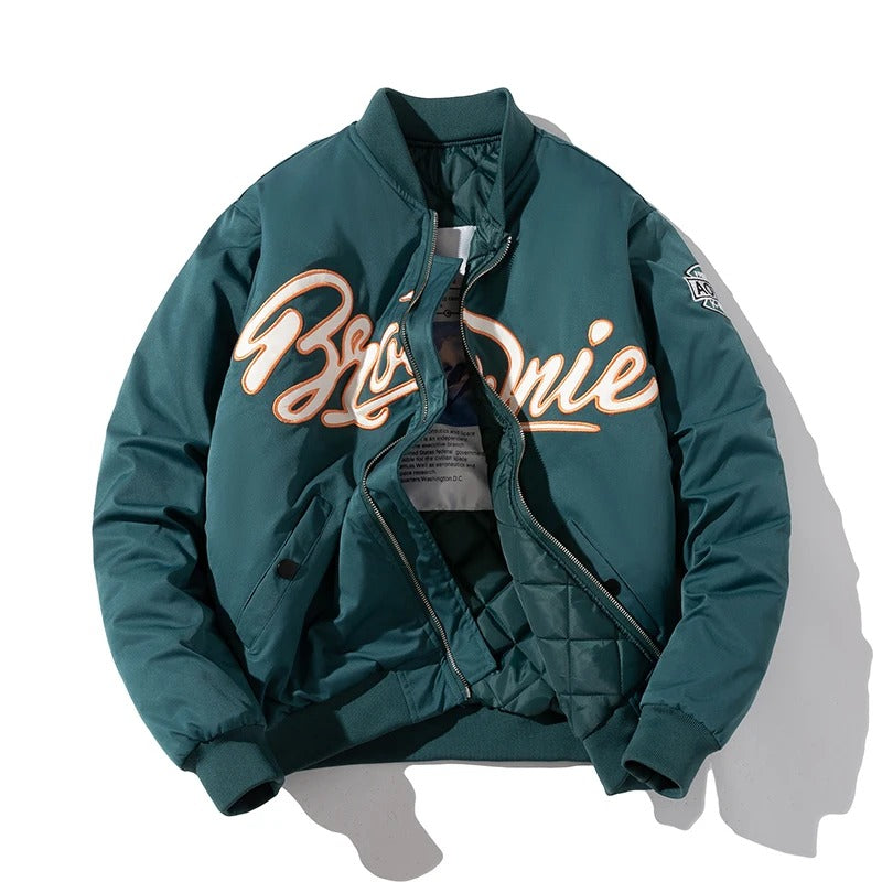 Embroidered Baseball Bomber Jacket - Korean Trendy Pilot Outerwear