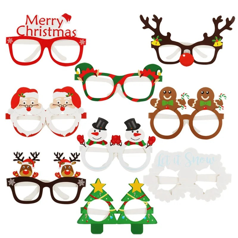 Christmas Novelty Glasses – 9 Piece Festive Party Glasses Set for Xmas Celebrations & Photo Props