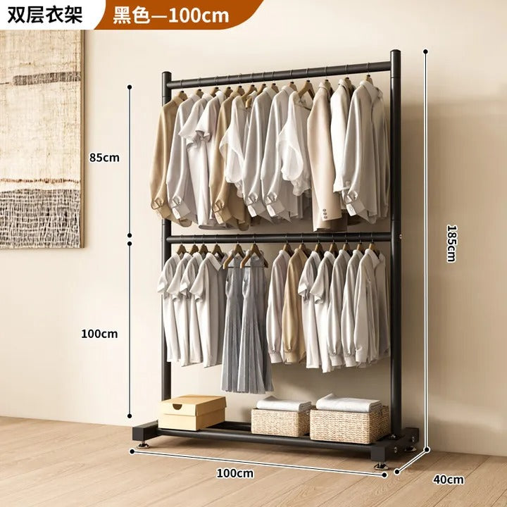 Double Layer Clothes Drying Rack - Heavy Duty Floor Standing Organizer