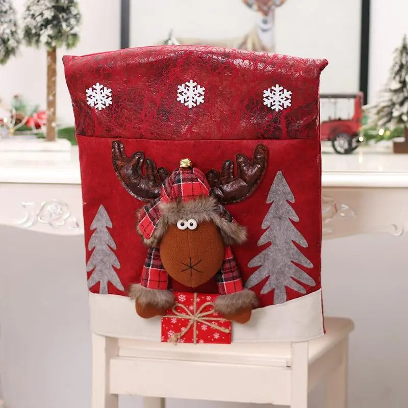 3D Cartoon Figurine Chair Cover Set – Faux Leather Seat Cushion & Back Cover for Home & Office