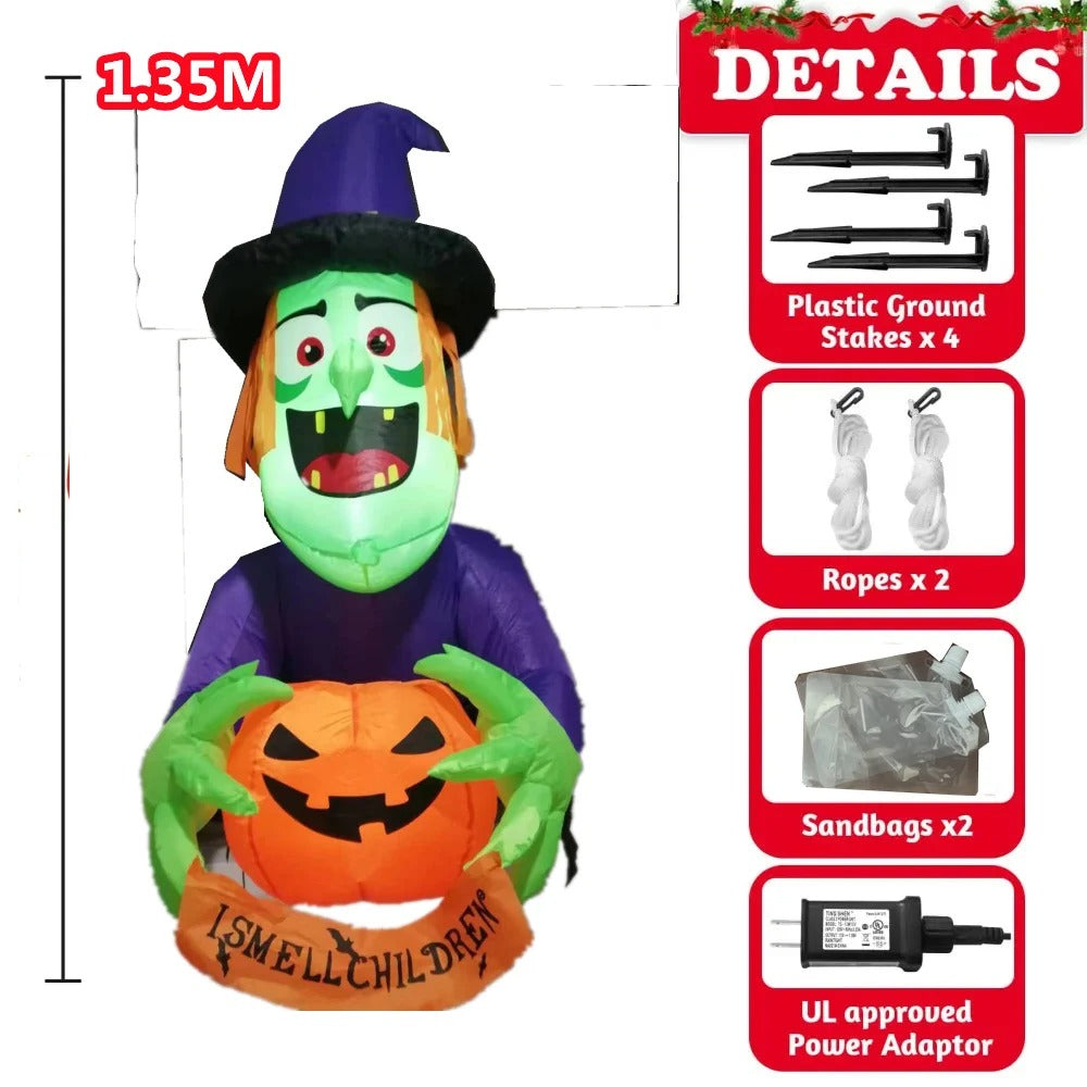 1.35M / 4.5FT Halloween Inflatable Wall Climbing Witch – Built-in LED Lights