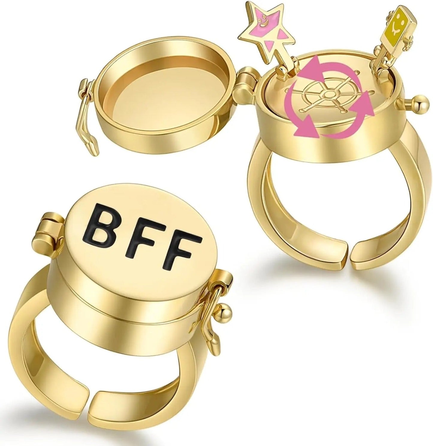 Spinner BFF Matching Friendship Rings – Rotating Open Band Forever Best Friend Rings