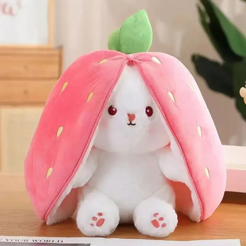 Strawberry Turn Into Rabbit Plush Toy – Reversible Kawaii Stuffed Animal for Kids & Collectors