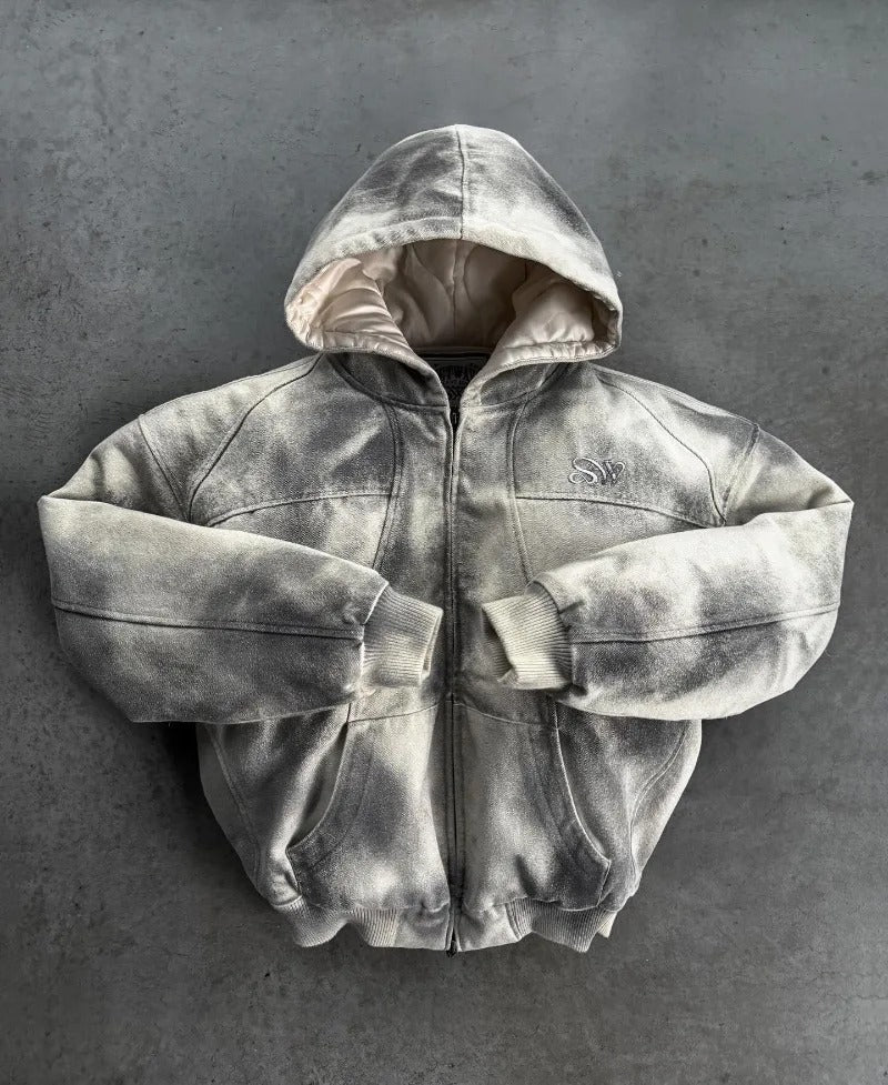 2026 American Retro Washed Hoodie - Y2K Gothic Streetwear Jacket