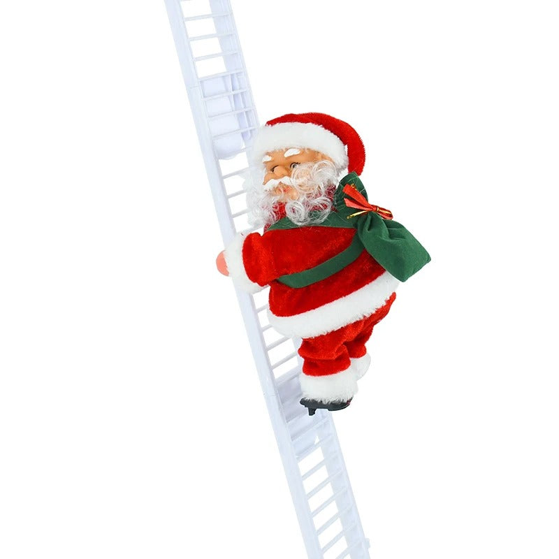 Santa Claus Climbing Ladder Doll with Music – Christmas Tree Ornament & Festive Decoration