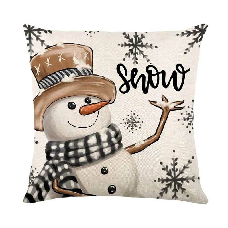 Linen Christmas Cushion Cover – Festive Pillow Case 45x45cm for Holiday Home Décor